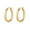 Oval Ribbed Earrings  - Gold