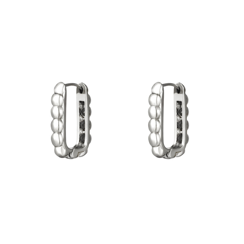 Bubble Rectangle Earrings Small - Silver