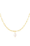 White Pearl Necklace - Gold