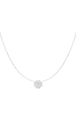 Flower Heart Necklace - Silver