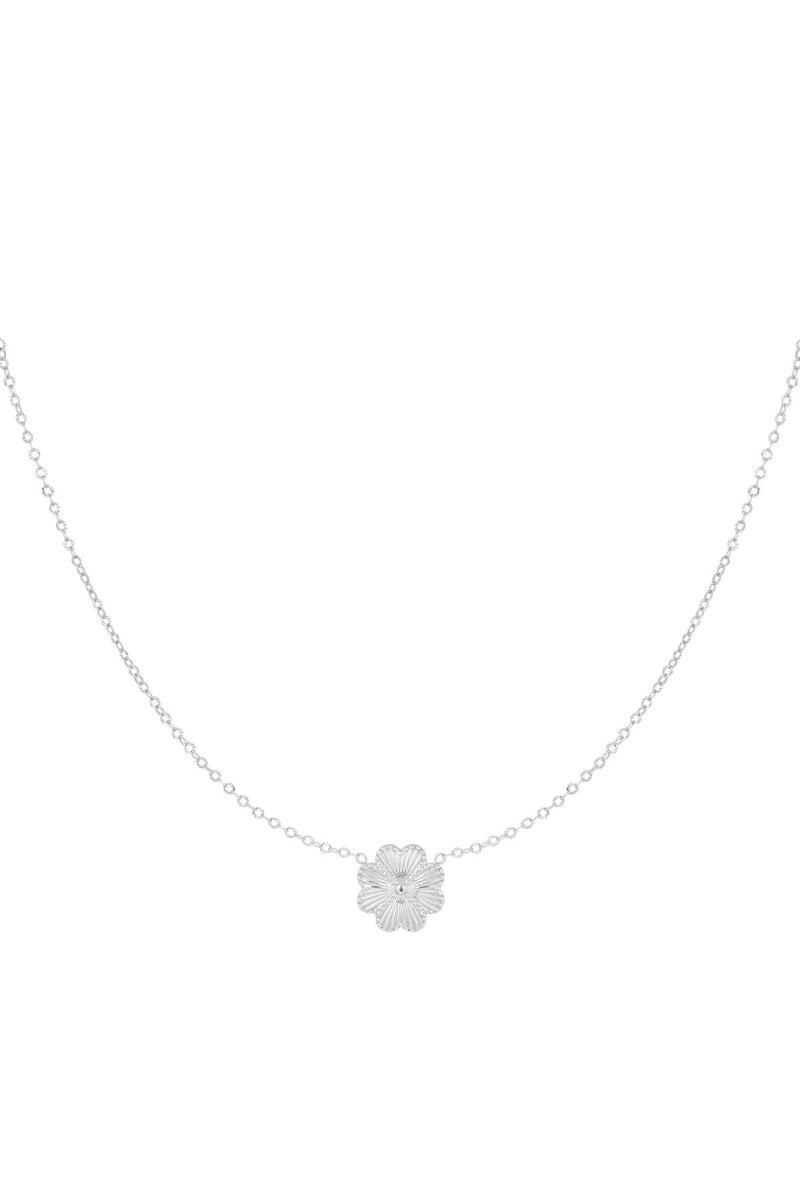 Flower Heart Necklace - Silver