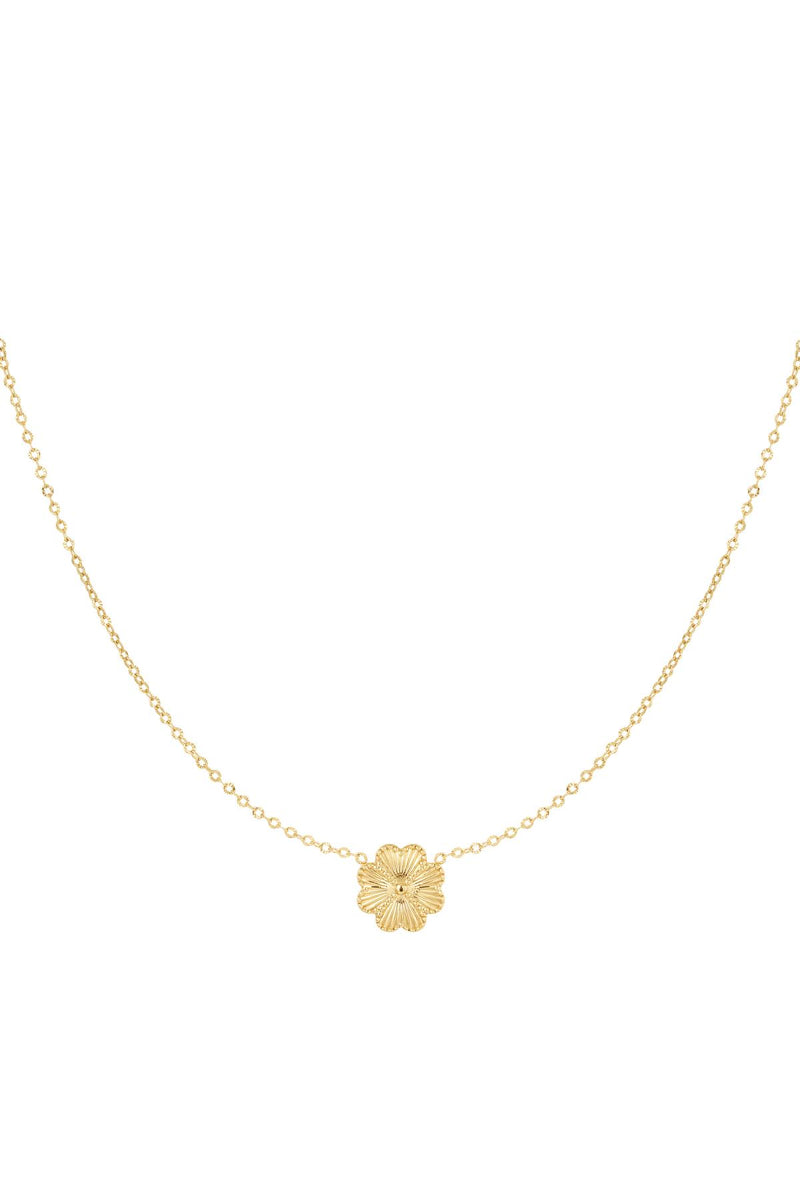 Flower Heart Necklace - Gold