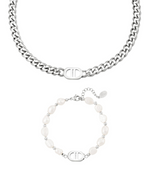 Good Life Pearl Set (Neckless & Pearl Bracelet) - Silver