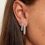Baquette Earrings Big - Silver