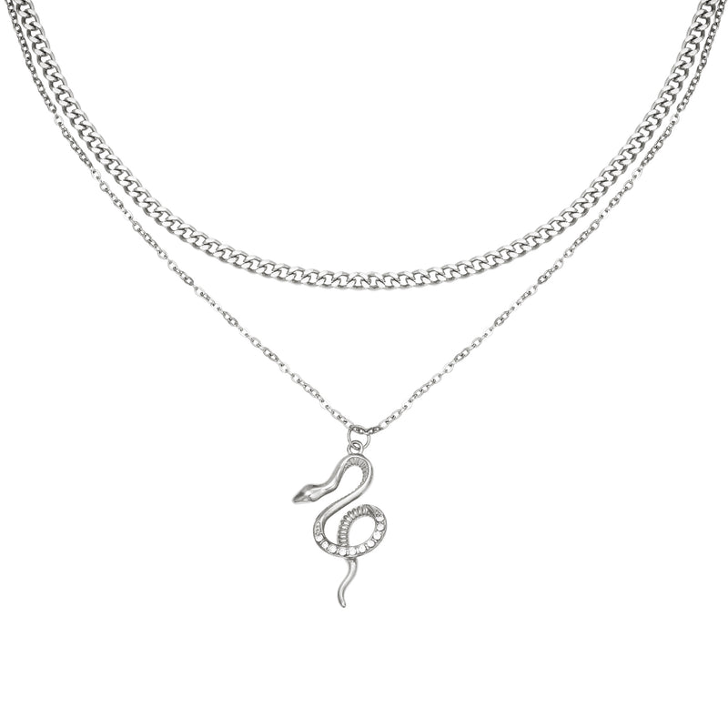 Chained Snake Necklace - Silver