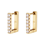 Diamond Rectangle Earrings  - Gold