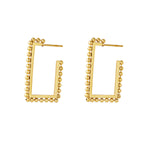 Rectangle Dot Earrings - Gold