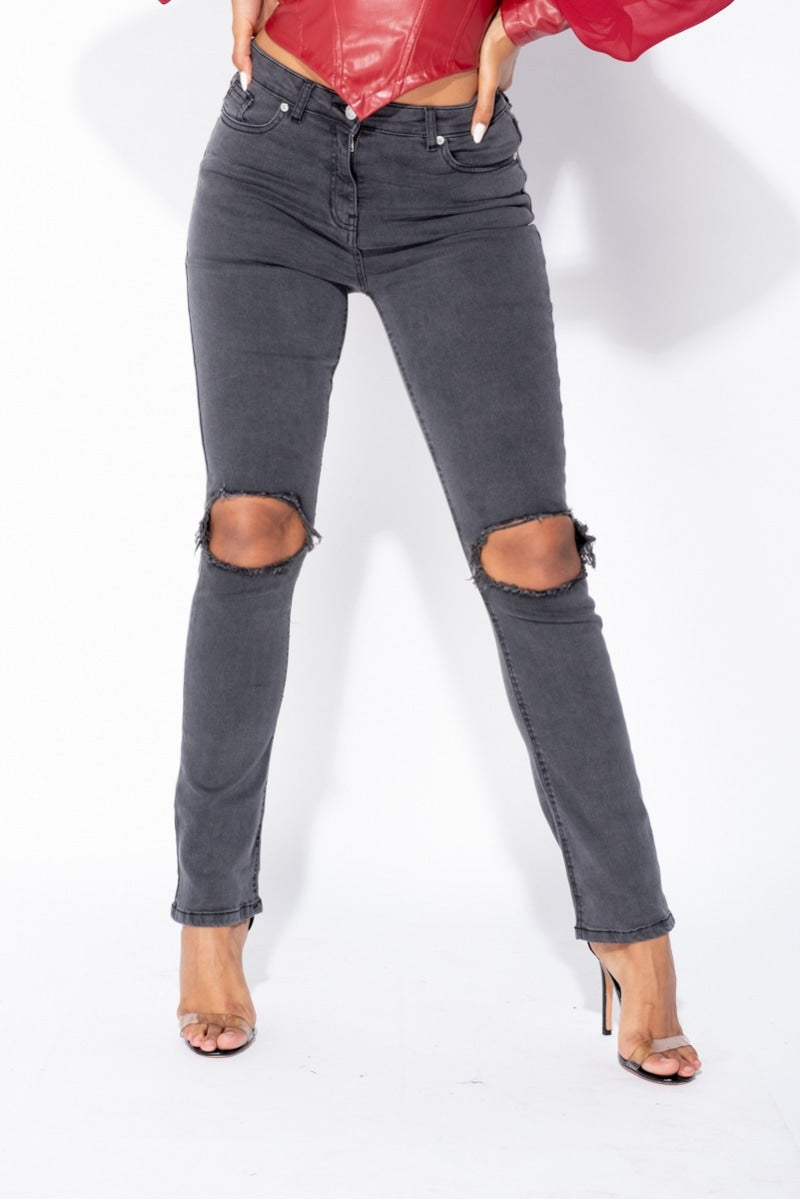 Straight Leg Jeans Eva - Charcoal